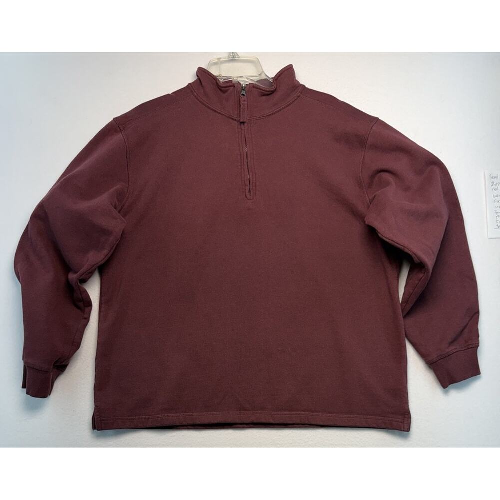 Blue Mountain mens L Burgundy 1/4 zip pullover large Cotton Casual Streetwear